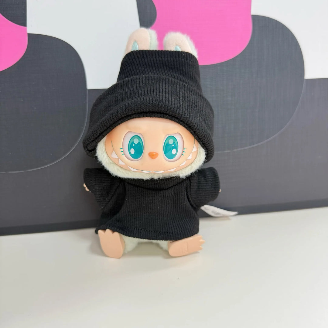 17cm Labubu Doll Clothes 1st/2nd/3rd Gen Candy Color Stretch Shirt with Hat Plush Toy Outfits