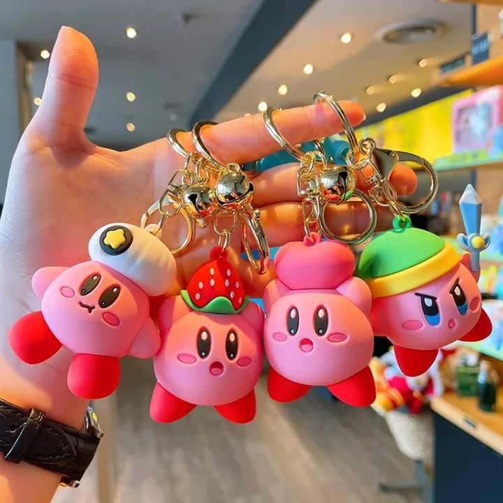 Cartoon ‌Kirby‌keychain Pendant Back Packaging Ornament Creative Car Key Chain Cute Children Toys Boys and Girls Christmas Gifts