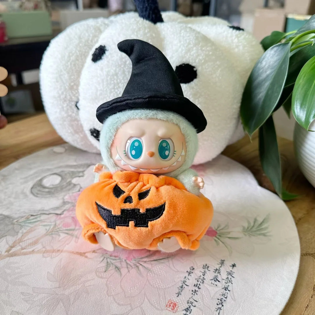 Cute Mini Plush Doll'S Dress with Hat17cm Labubu I II Idol Dolls Accessories For Korea Kpop Exo Sitting Party Clothing