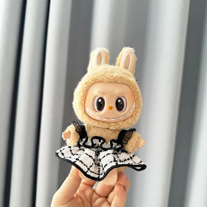 17cm Labubu Idol Dolls Plush Doll'S Strawberry Skirt Cute Clothing Hoodie No Doll Outfit Accessories Korea Kpop Exo Girls Gift