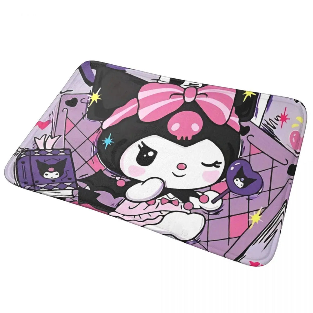 Funny Cute Kuromi Cartoon Bathroom Rugs Mat Super Soft Bath Rugs Mats Carpet Non-Slip for Shower Tub