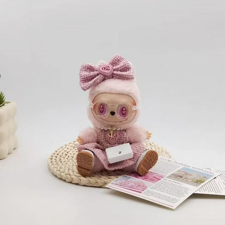 For 17CM Labubu  Doll Clothing Niche Design High-end Fashion Mini Pink Set 1/2 Generation Universal and Exquisite Fashion Wear