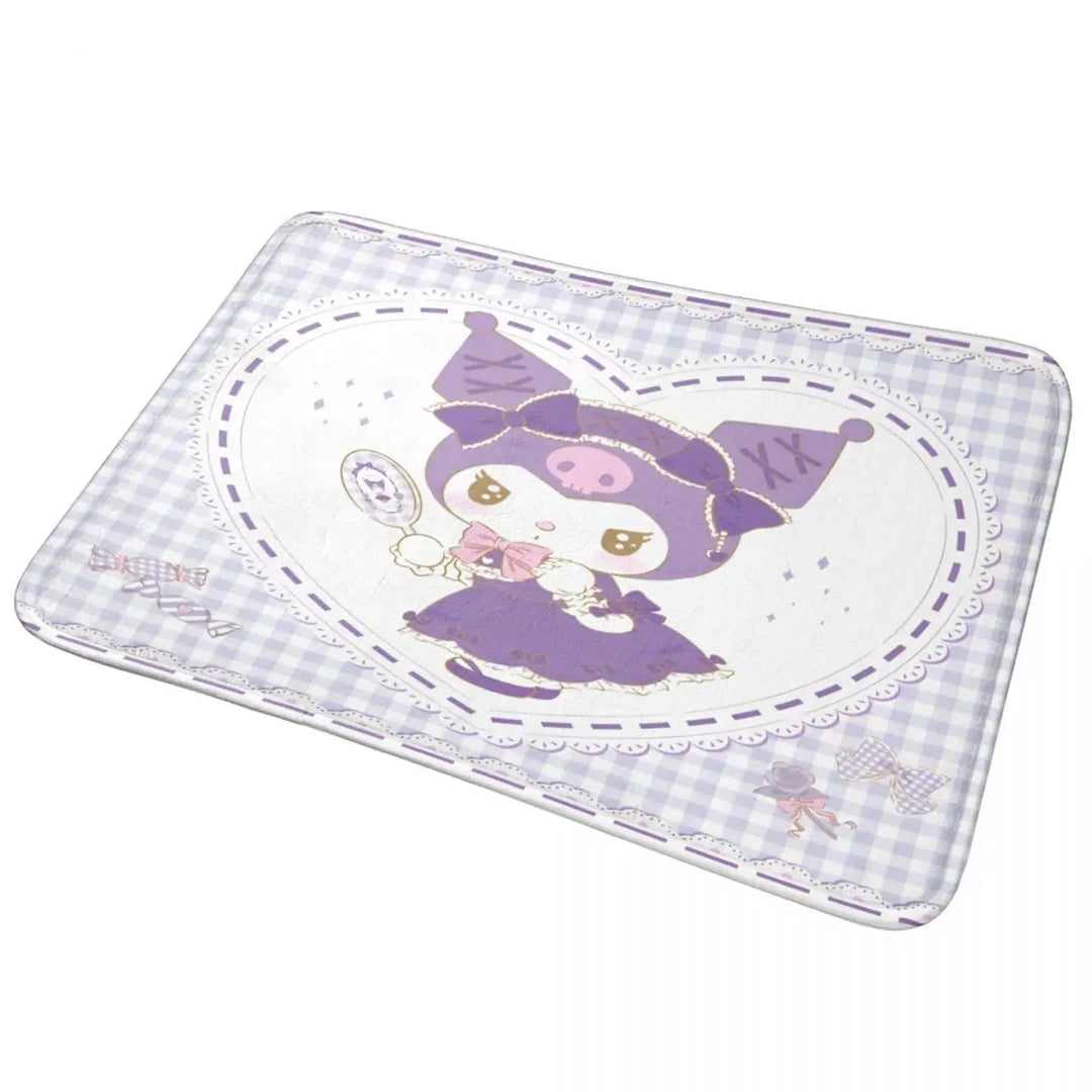 Black Kuromi My Melody Cartoon Memory Foam Bathroom Rugs Ultra Soft Non-Slip Carpet Bath Mat Water Absorbent for Shower Tub