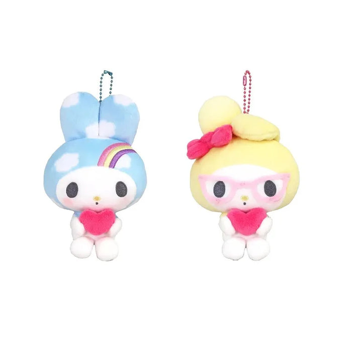 Sanrios 50th Anniversary Series Hello KittyMy Melody Plush Keychain Cute Melody heart Bag Pendant  Stuff Accessories For Gift