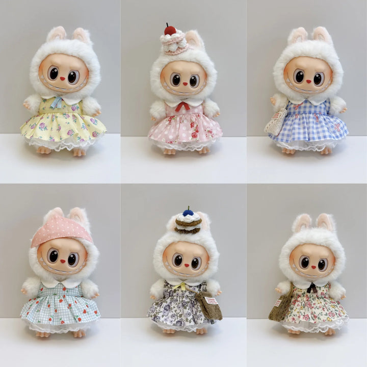 17cm Labubu Outfits 1-3 Gen Fit Cute Casual Labubu Clothes Party Dresses Doll Plush Costume for Halloween Decor