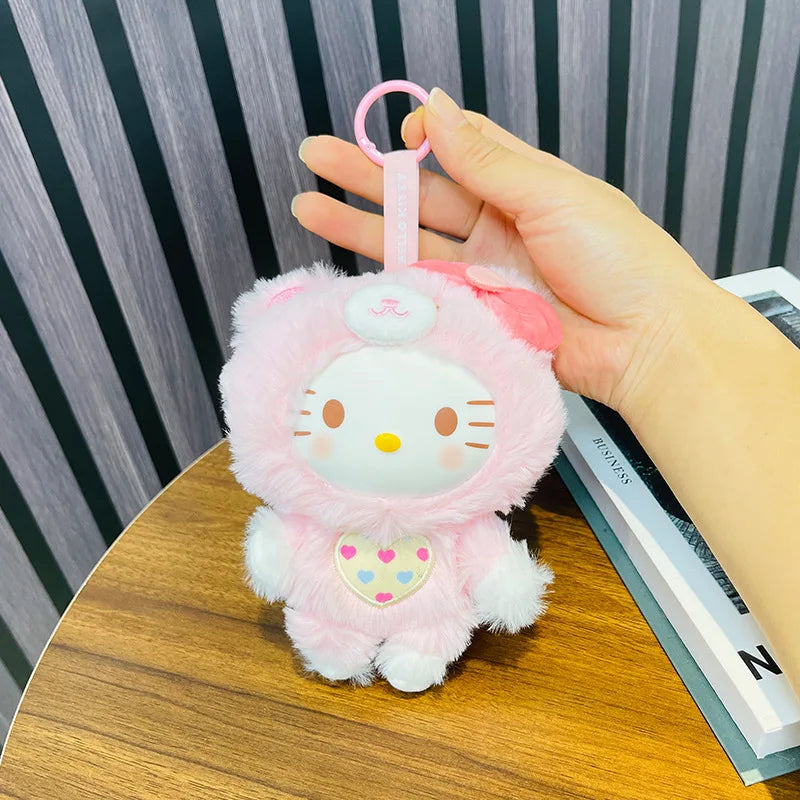 Kawaii Sanrio Kuromi My Melody Cartoon Plush Backpack Pendant Hello Kitty Keychain Doll Decoration Girl Birthday Creative Gift
