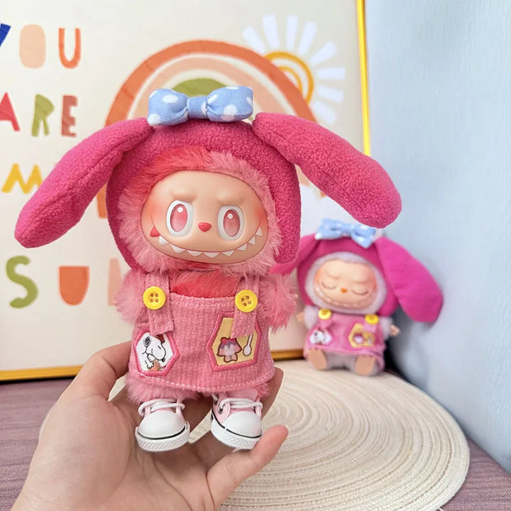 1st 2nd 3rd Gen Labubu Sitting Party Outfit Set Big Ears Pink Princess Cute Dress Up Pendant for Labubu Doll and 17cm Plush Doll