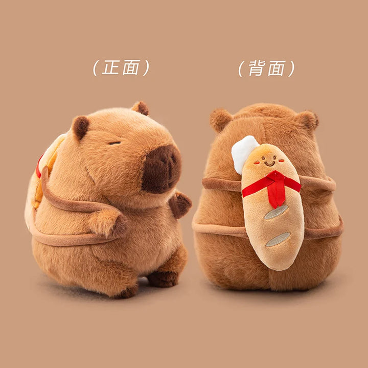 22cm 32cm Amusing Food Capybara Plush Toys Stuffed Capibara With Mini Bagel Crossiant Baguette Chip Bread Soft Doll Perfect Gift
