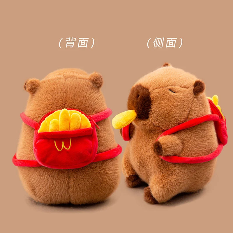22cm 32cm Amusing Food Capybara Plush Toys Stuffed Capibara With Mini Bagel Crossiant Baguette Chip Bread Soft Doll Perfect Gift