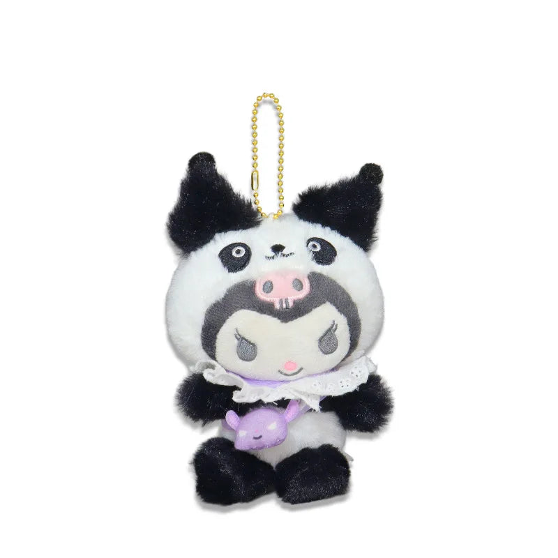 Kawaii Sanrio Kuromi Cinnamoroll Panda Crossbody Bag Cartoon My Melody Plush Toys Keychain Backpack Pendant Girl Christmas Gift