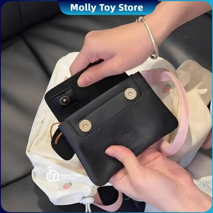 Sanrio Hello Kitty Classic Coin Purse Cortex Short Wallet Storage Bag Anime Peripheral Id Set Storage Bag Student Wallet Gifts