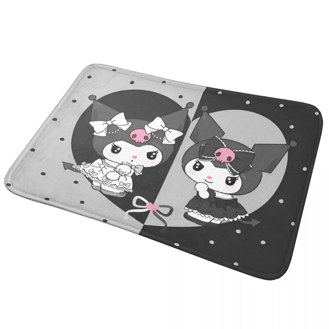 Cute Kuromi Baku Cartoon Bathroom Rugs Mat Extra Soft and Absorbent Bath Rugs Mats Carpet Non-Slip for Entrance Door Doormat