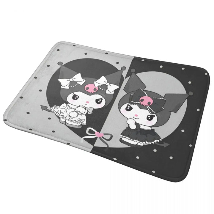 Cute Kuromi Baku Cartoon Bathroom Rugs Mat Extra Soft and Absorbent Bath Rugs Mats Carpet Non-Slip for Entrance Door Doormat