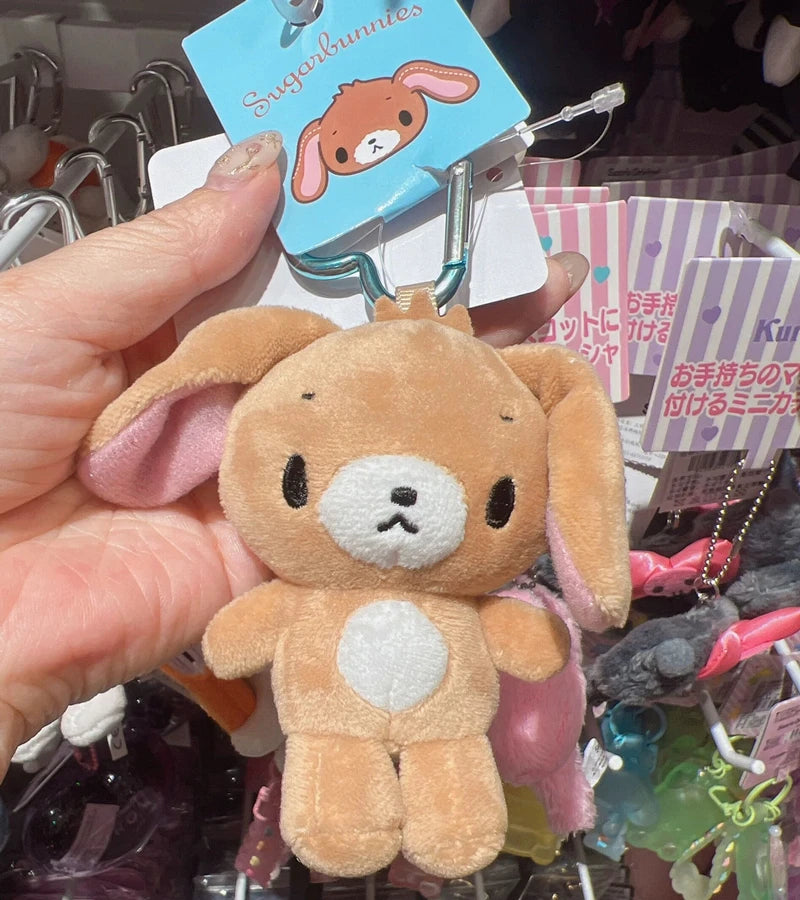 Sugarbunnies Plush Keychain Heart Clip Kurousa Shirousa Bunny Kawaii Cute Bag Keychains Mascot Charm Key Chain Ring Girls Toys