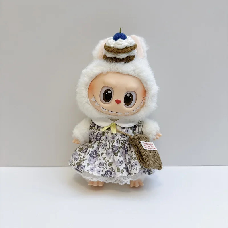 17cm Labubu Outfits 1-3 Gen Fit Cute Casual Labubu Clothes Party Dresses Doll Plush Costume for Halloween Decor
