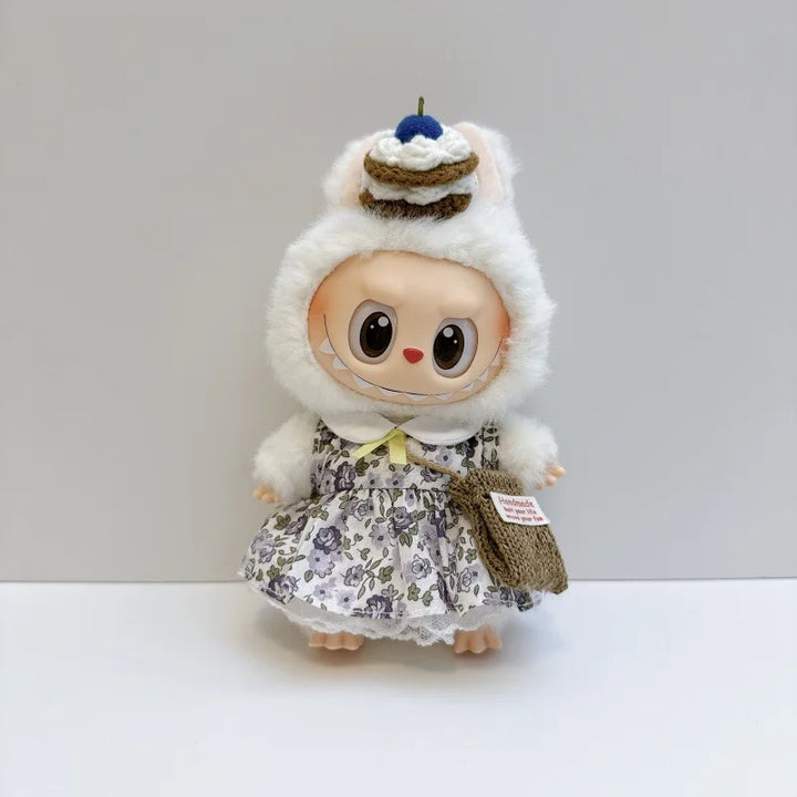 17cm Labubu Outfits 1-3 Gen Fit Cute Casual Labubu Clothes Party Dresses Doll Plush Costume for Halloween Decor