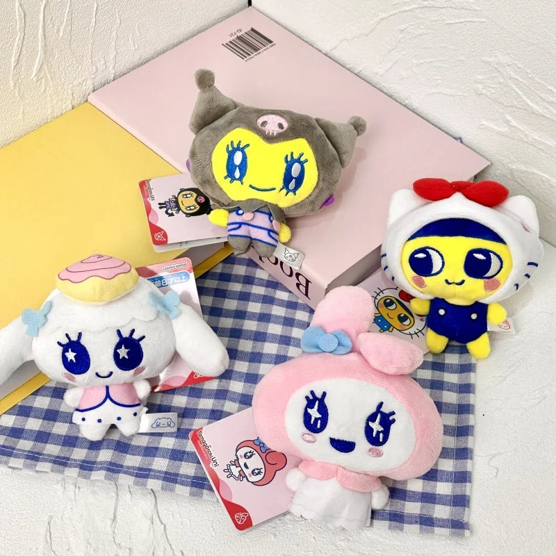 10cm NEW Tamagotchi Plush doll Keychain Kawaii Key Ring Sanrios Memetchi Melody Kuromi  Anime Mimitchi Bag Pendant Toys Gift