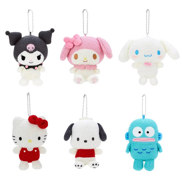 Kawaii Sanrio Kuromi My Melody Plush Toys Cartoon Retro Knitted Hello Kitty Keychain Backpack Pendant Accessories Christmas Gift