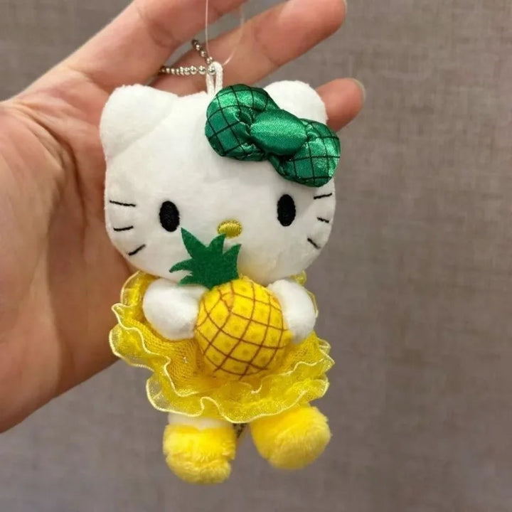 New Cute Hellokittys Plush Toy Doll Bag Pendant summer pineapple skirt series Sanrios backpack charm Kittys Keychain girl Gift