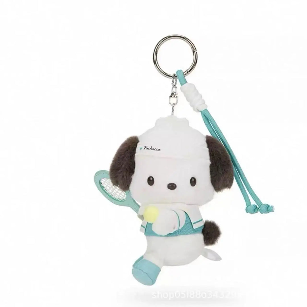 New Sanrio Tennis School uniform series My Melody Cinnamoroll Hello kitty Kuromi Plush Keychain Kawaii Anime Stuffed Bag Pendant