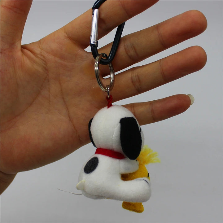 1piece 6CM Cute high quality Peanuts Snoopy Plush pendant toys Snoopy dog Woodstock  KEY CHAIN animal toys