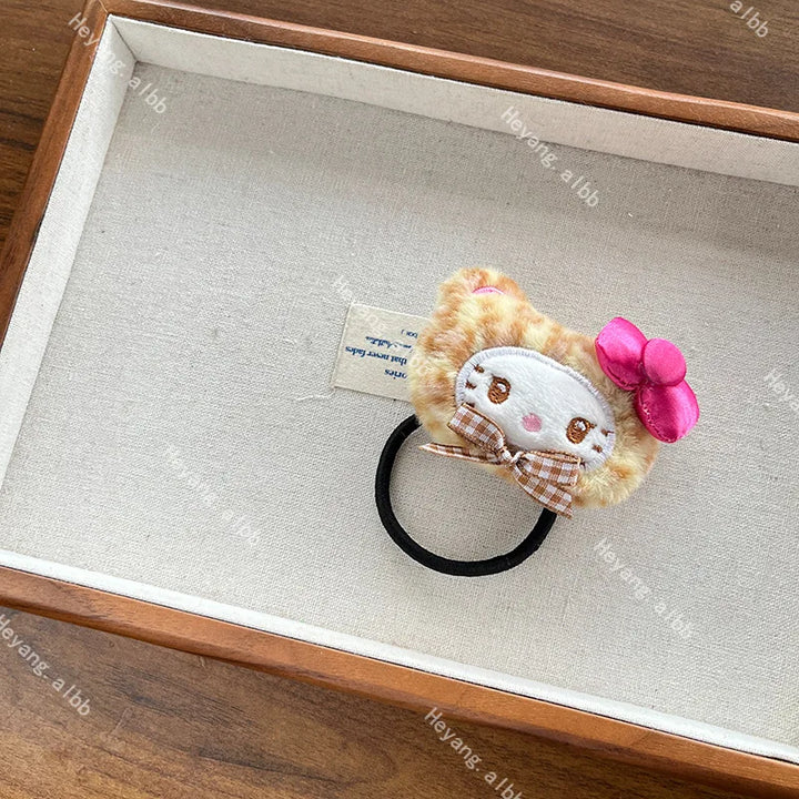 Kawaii Sanrio Hello Kitty Plush Hairpin Cartoon Leopard Hairbands Sweet Bangs Side Clip Hair Loop Decoration Girl Christmas Gift