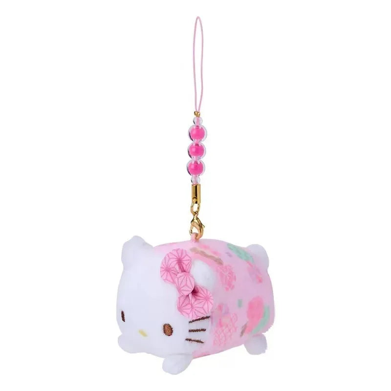 Sanrio Kawaii Kuromi Cinnamoroll Plush Toys Keychain Cartoon Retro Candy Hello Kitty Bag Pendant Decoration Girls Holiday Gift