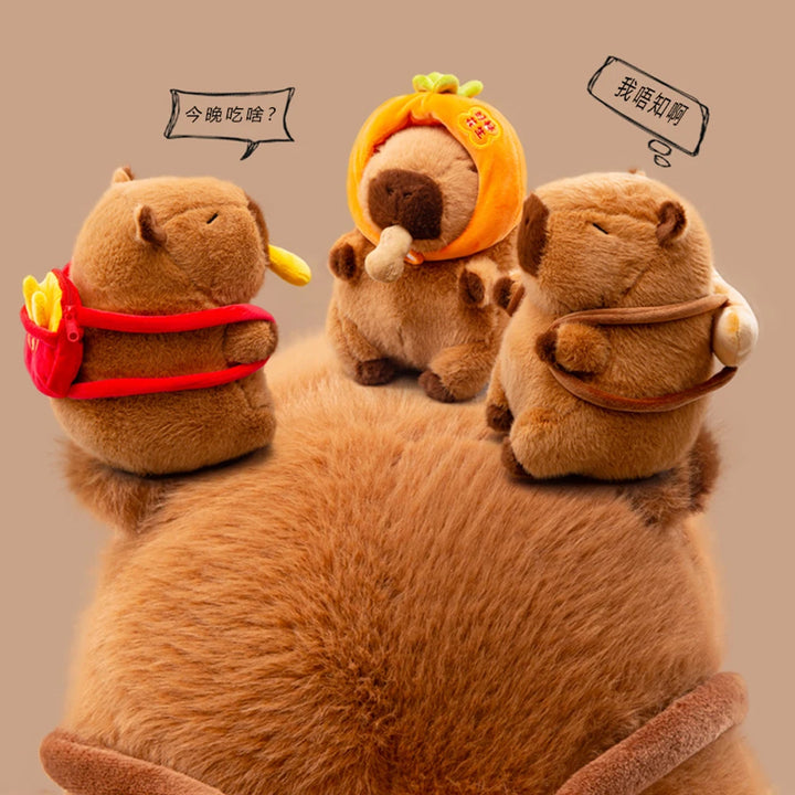 22cm 32cm Amusing Food Capybara Plush Toys Stuffed Capibara With Mini Bagel Crossiant Baguette Chip Bread Soft Doll Perfect Gift