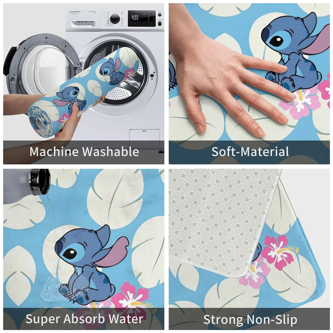 Hawaiian Stitch Bathroom Rugs Mat Quick Dry  Bath Rugs Mats Carpet Non-Slip for Kitchen Shower