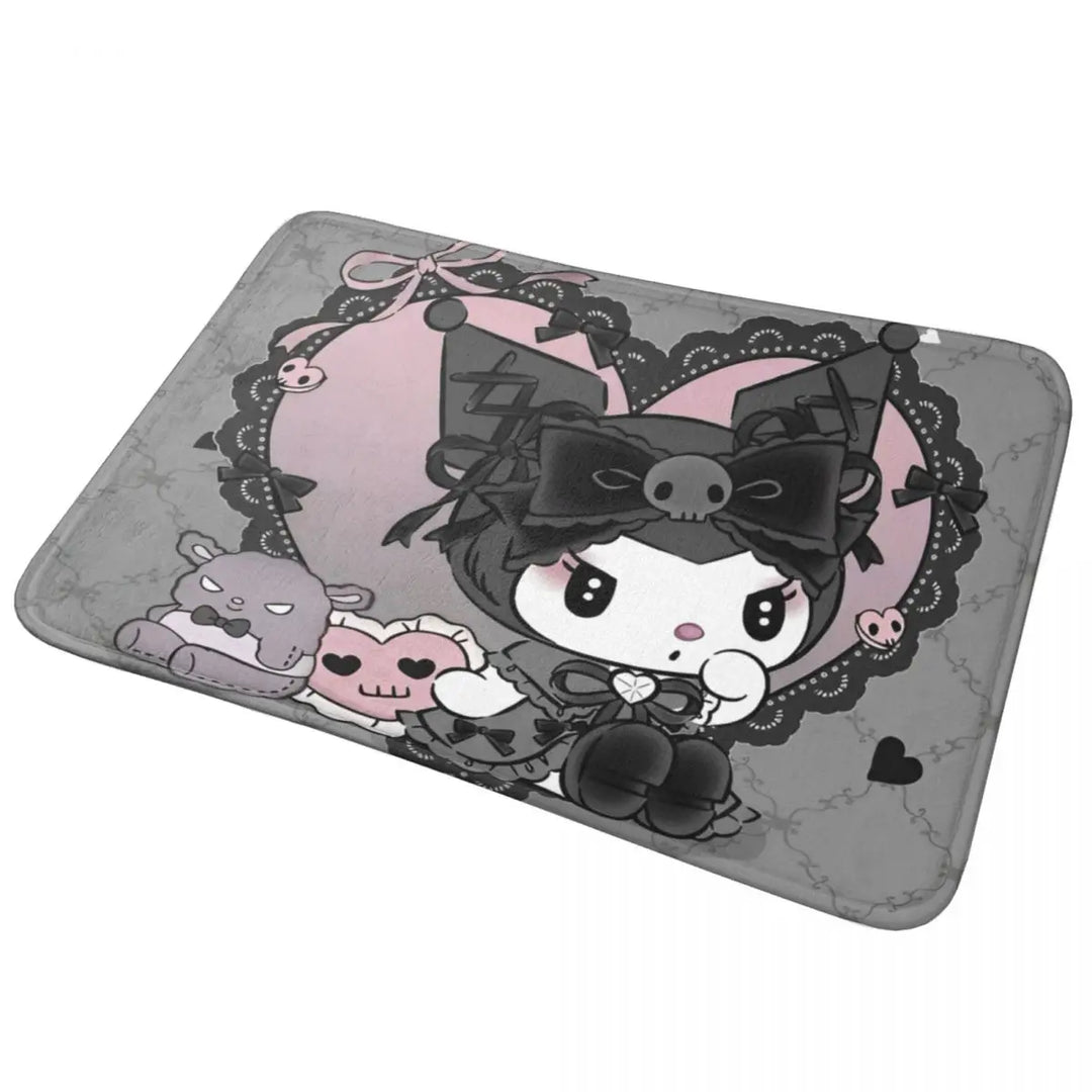 Kawaii Happy Kuromi Cartoon Bathroom Rugs Mat Extra Soft and Absorbent Bath Rugs Mats Carpet Non-Slip for Kitchen Shower
