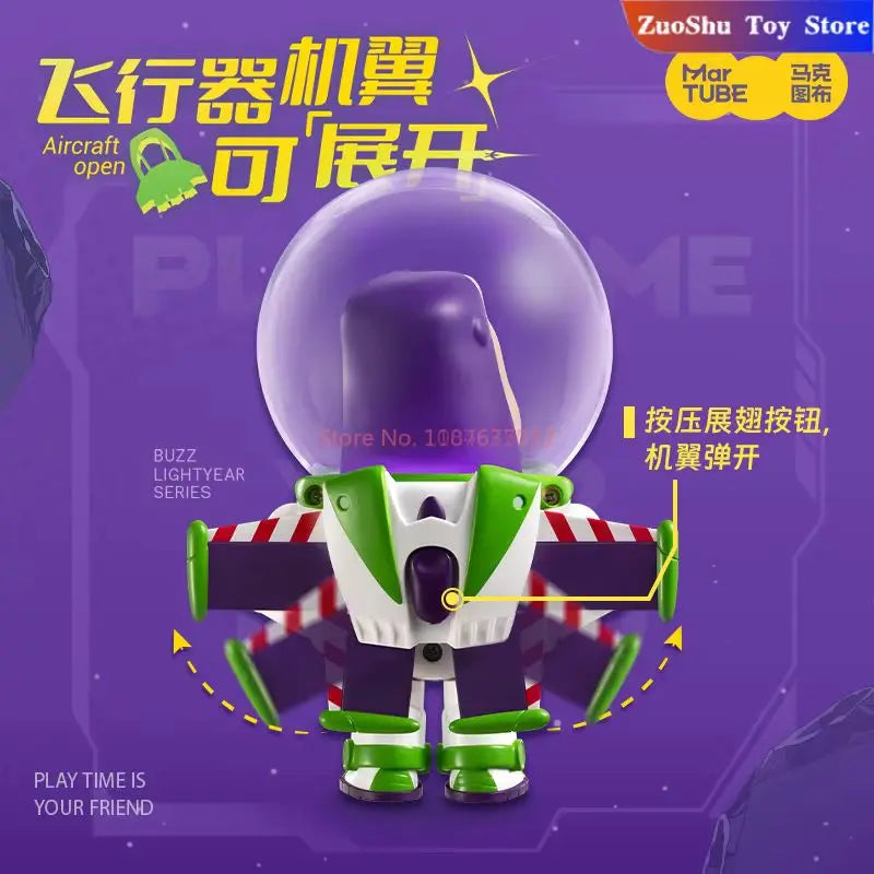 Martube Pixar Disney Toy Story Buzz Lightyear Decorations Hand-Made Animation Around Art Movable Toy Nightlight Collection Gifts
