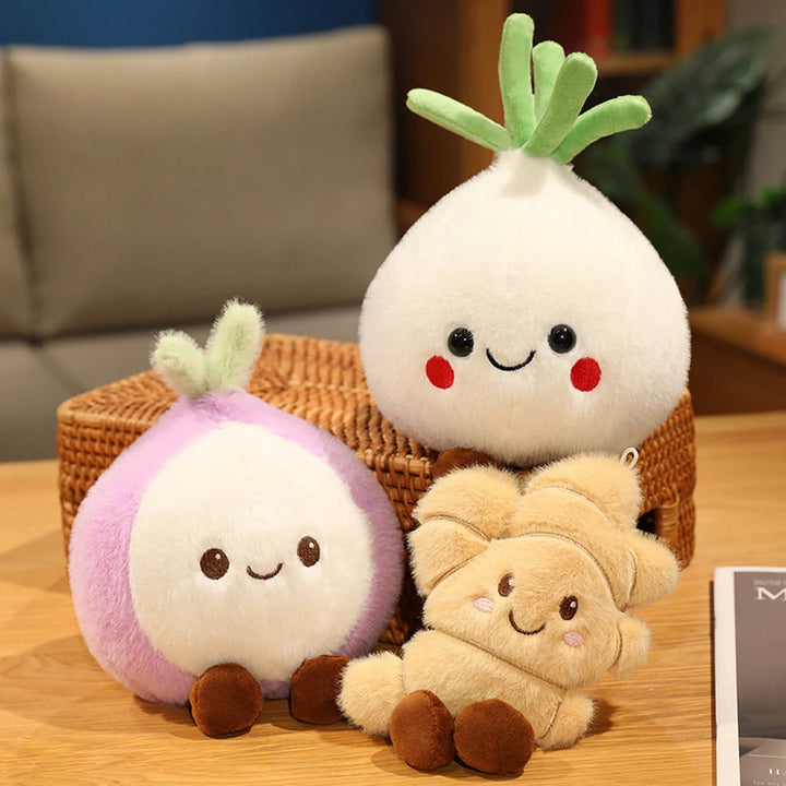 20cm Cartoon Ginger Plush Toys Garlic Soft Dolls Onion Stuffed Food Plushie Restaurant  Decoration Promotional Gifts For Cooker