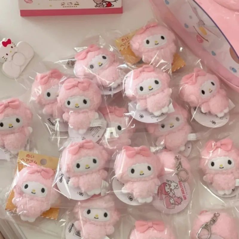 8CM Sanrios My Sweet Piano Plush Keychain my melody Backpack Pendant  Kawaii mini Piano Sheep Bag Pendant  Decoration Girl Gift