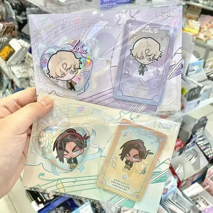 Official Anime Alien Stage Till Ivan Luka Sua Mizi Hyuna Cosplay Heart-Shaped Laser Badge Cartoon Card Emblem Cards Gift Toys