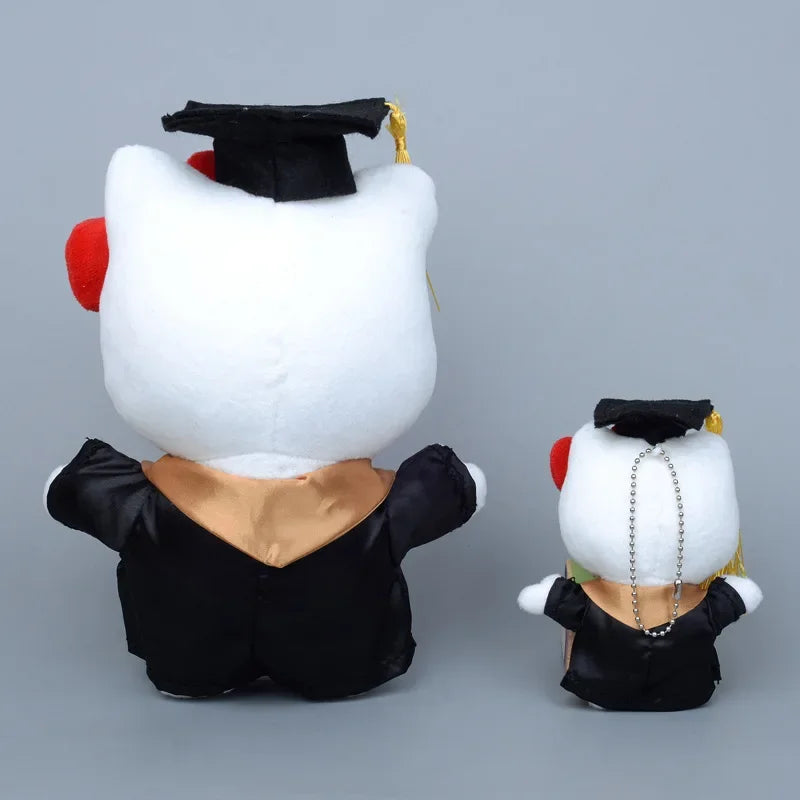 Hot Kawaii Bachelor Gown Graduate Cap Hello Kitty Plush Toy Doll Stuffed Animal Cat Cartoon Room Decor Gifts