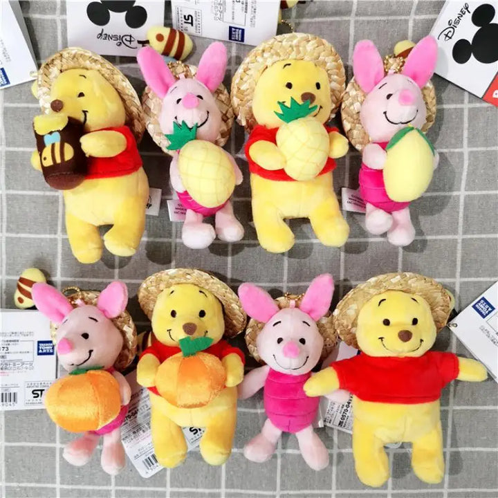 Disney Pooh Bear Cartoon Plush Toys Keychain Backpack Keychain Accessories Boys and Girls Birthday Gifts Creative Peripherals