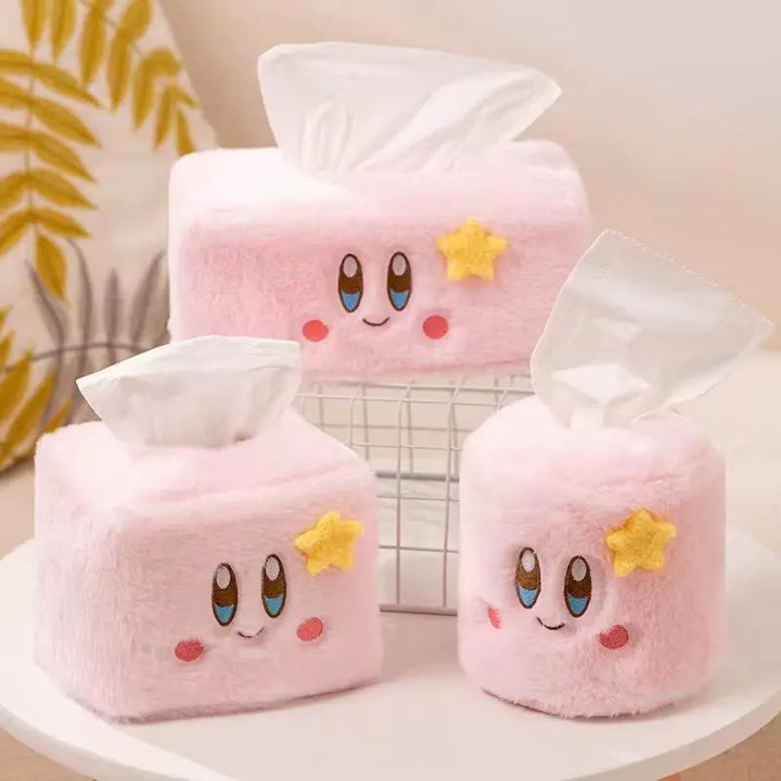 Newest Cartoon Plush Tissue Box Girls' Heart Pink Kirby Dolls Paper Towel Set Decoration Room Friends Accessories Holiday Gifts