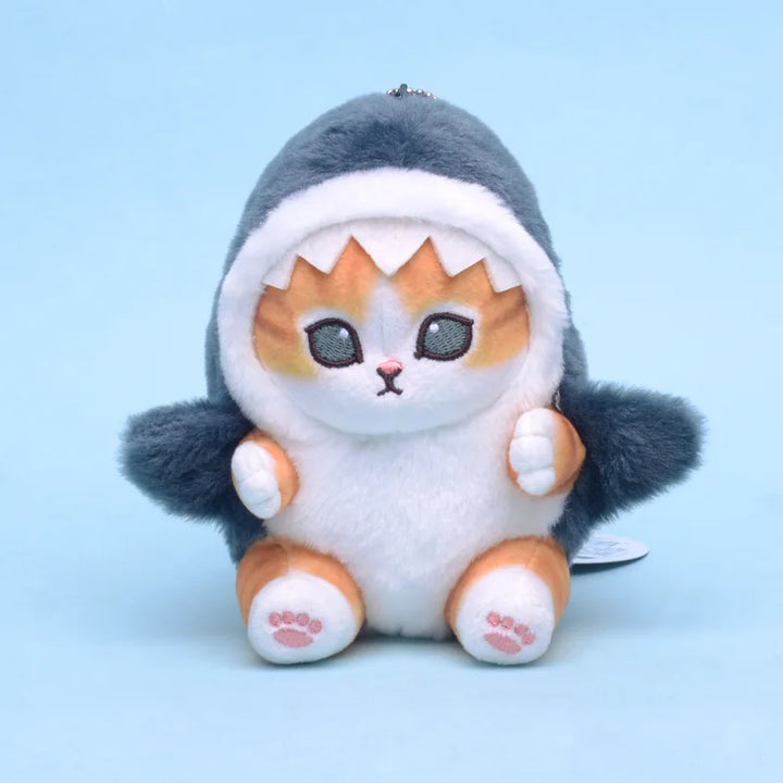 Japanese Cute Mofusand Cross Dressing Shark Rabbit Tempura Fried Shrimp Cat Plush Toys Kawaii Backpack Pendant Keychain Boy Gift