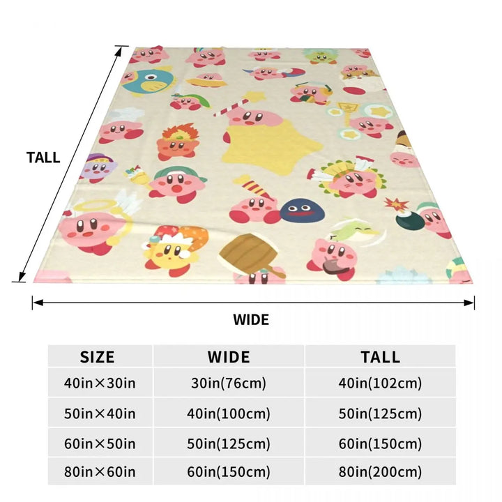 Video Games Knitted Blankets Coral Fleece Plush Kawaii Kirbyys Lightweight Thin Throw Blankets for Home Couch Bedspread