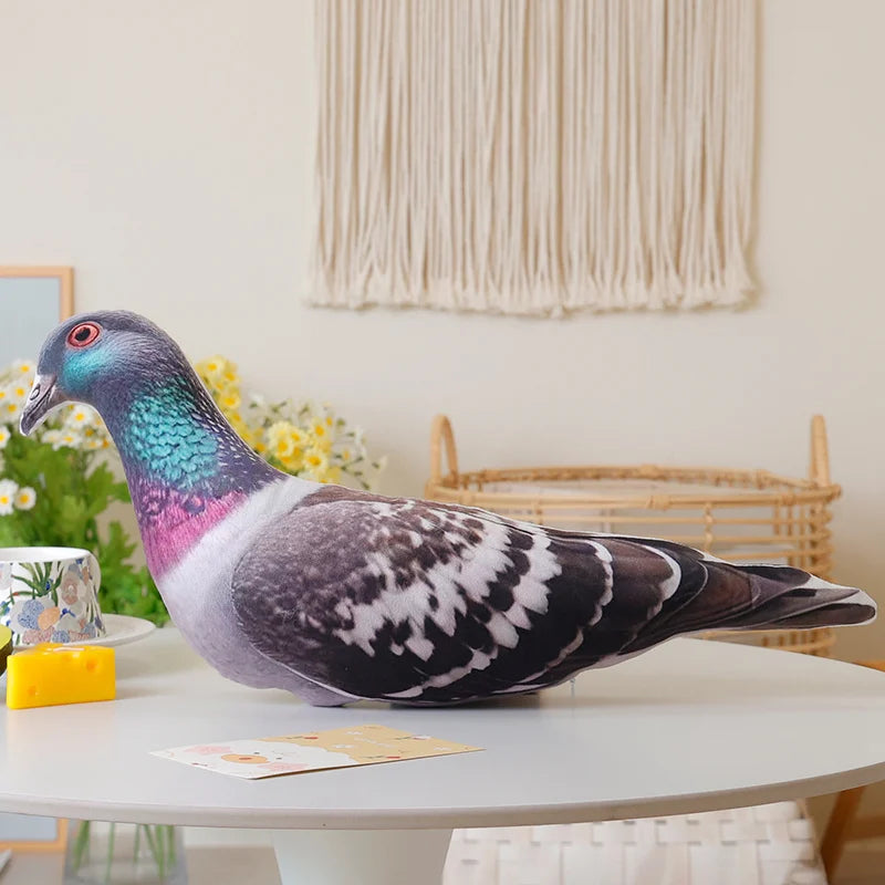 Simulation 3D Printed Animal Pillow Lifelike Parrot Goose Duck Pigeon Pheasant Cock Stuffed Doll Cute Cushion Toys Home Decor