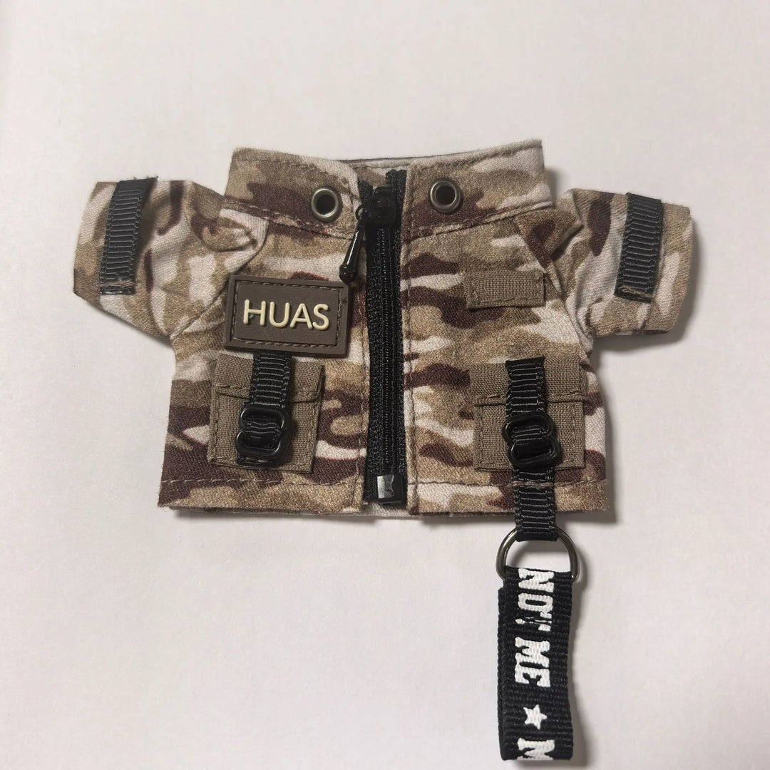 15/17cm Labubu Clothes Trendy Fisherman Hat Camouflage Suit Kawaii Mini V1 V2 V3 Labubu Clothing Plush Doll Accessories Gift