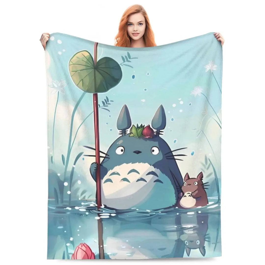 Cartoon Funny Cute T-Totoros Blanket Coral Fleece Plush  Soft Throw Blankets for Car Sofa Couch Bed Rug