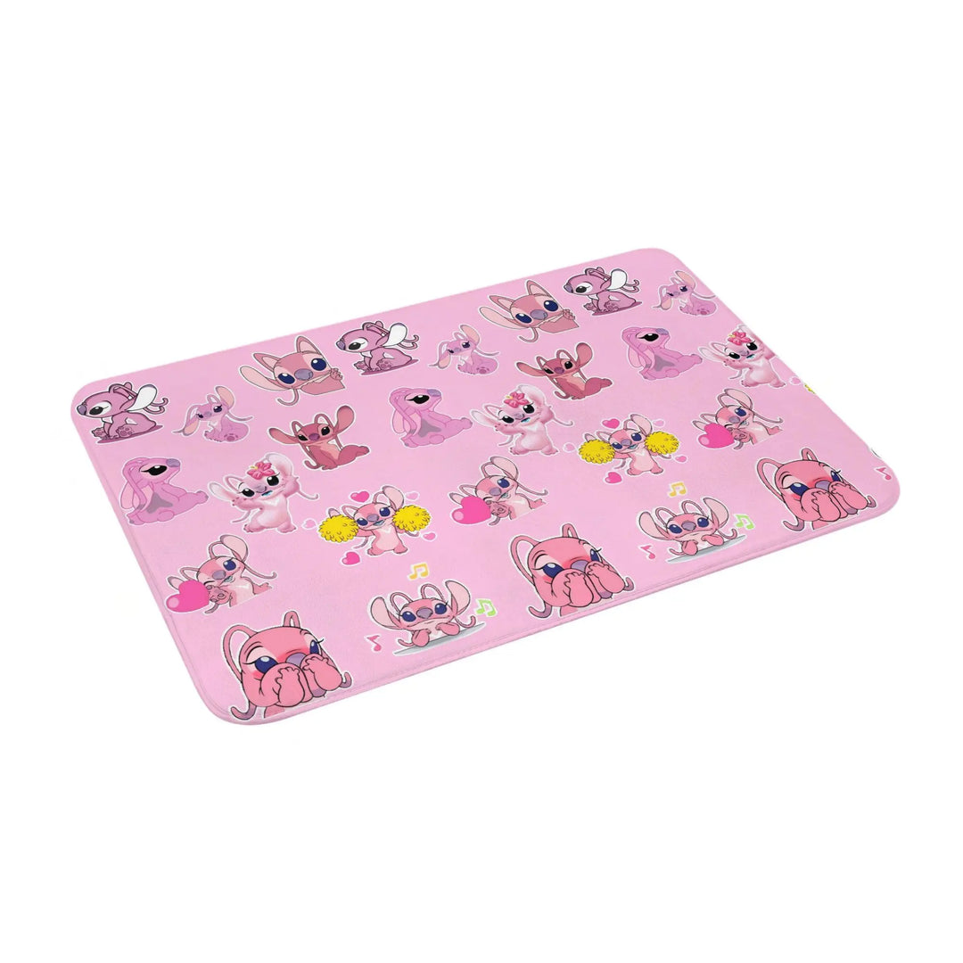Cartoon Stitch and Angel Bathroom Rugs Mat Extra Soft and Absorbent  Bath Rugs Mats Carpet Non-Slip for Shower Tub