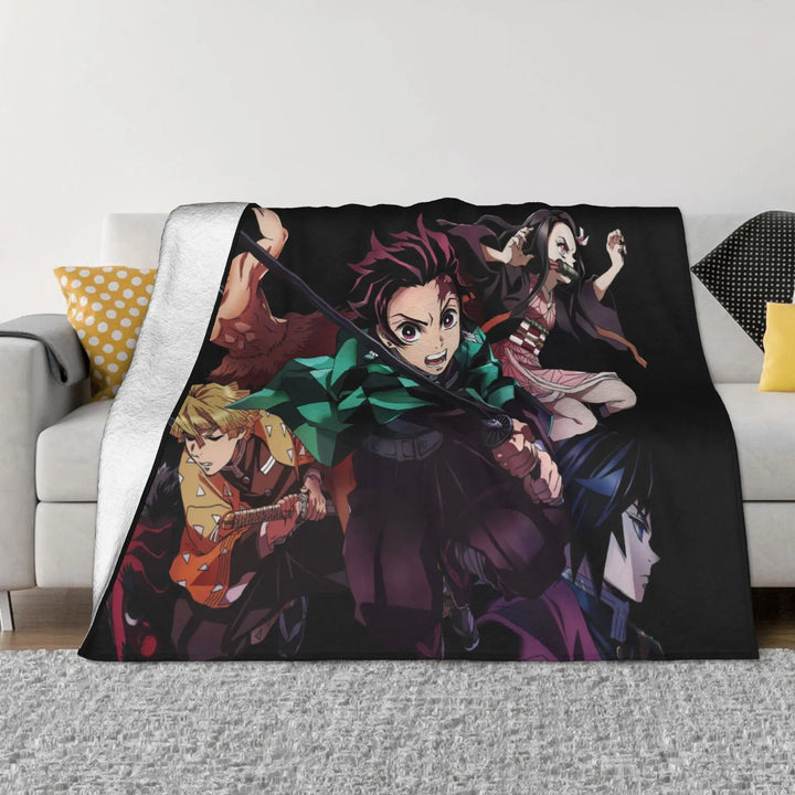 Demon Slayer Japanese Anime Blankets Coral Fleece Plush All Season Portable Soft Throw Blanket for Home Travel Bedding Throws