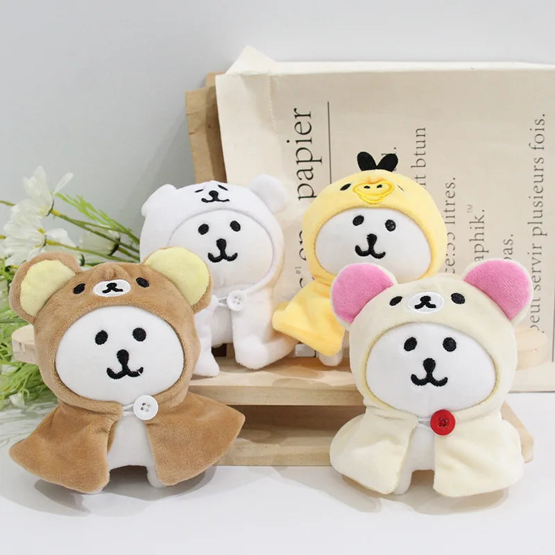 Kawai Self-deprecating Bear Rilakkuma Clothes for 10cm Cotton Doll Cute Cape Headwear Set Doll Accessory Changeable Cloak