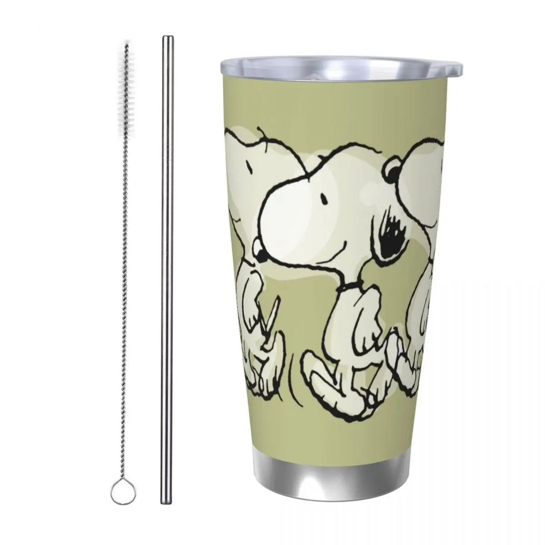 Peanuts Snoopy Flying Ace Insulated Tumbler with Lid Stainless Steel Coffee Mugs Office Home Thermos Bottle Cups, 20oz