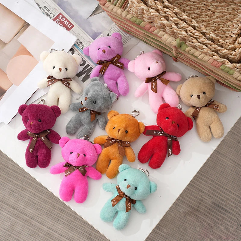 30pcs /lot Soft Stuffed Bear Toy Cute Cartoon Bear Plush Doll Keychain Bag Pendent DIY Decorative Doll Pendant Children Gift