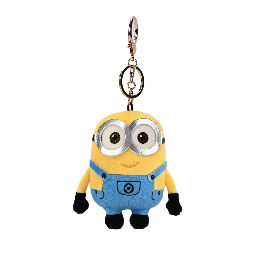 Kawaii Cartoon Minions Bob Kevin Plush Toys Keychain Anime Tim Stewart Backpack Pendant Cute Accessories Friends Birthday Gift