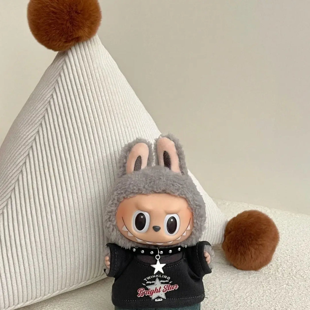 Clothes for 17cm Labubu Hip-Hop Streetwear 1-3 Gen Fit American Trendy Doll Outfits Stylish Clothes for Fashion Plush Toys