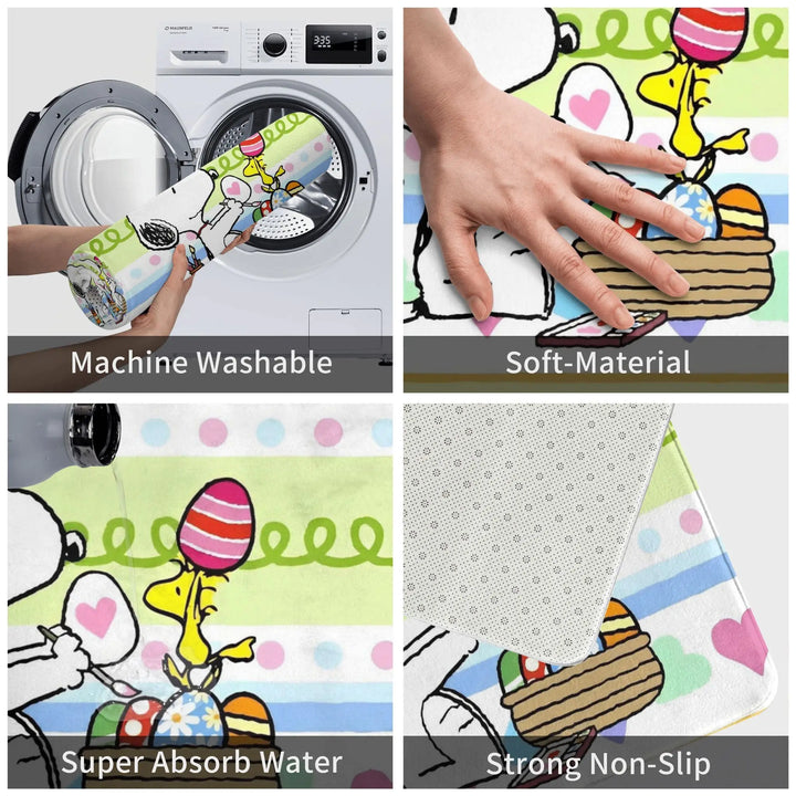 Happy Easter Eggs Snoopy Accessories Memory Foam Bath Mat Rug Non-Slip Soft  Bathroom Floor Rugs Carpet For Kitchen Shower Bath